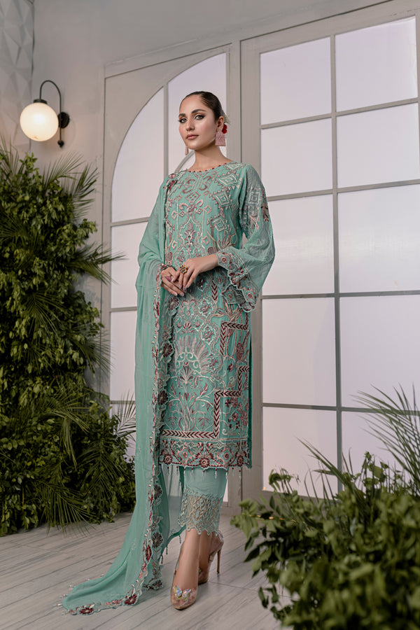 Luxury Chiffon | Unstitched Embroidered AM-09