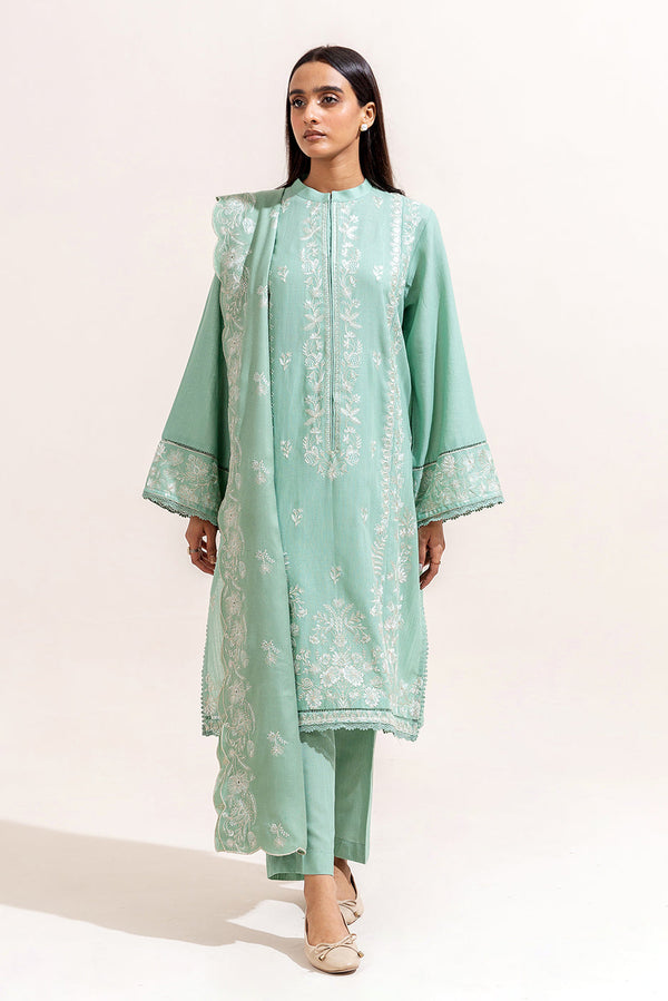 3 PIECE EMBROIDERED KHADDAR SUIT-MINT VERVE (UNSTITCHED)