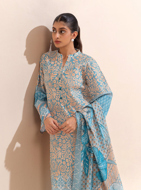 2 PIECE PRINTED LAWN SUIT-SEAMLESS SEASON (UNSTITCHED)