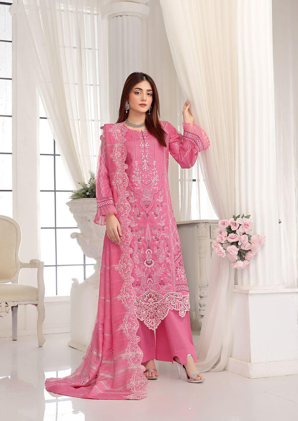 NYB-7227 Embroidered Lawn - Unstitched Pink