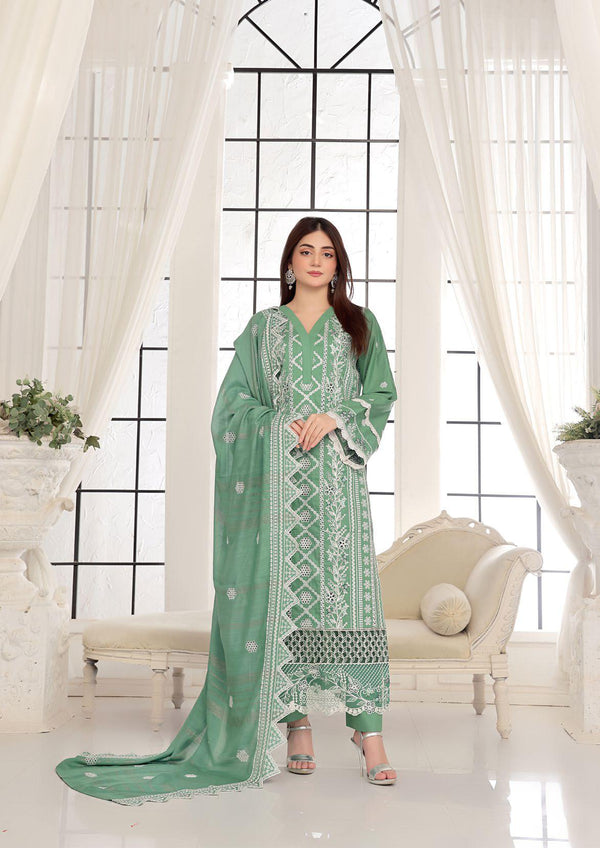 NYB-7229 Embroidered Lawn - Unstitched Aqua Green