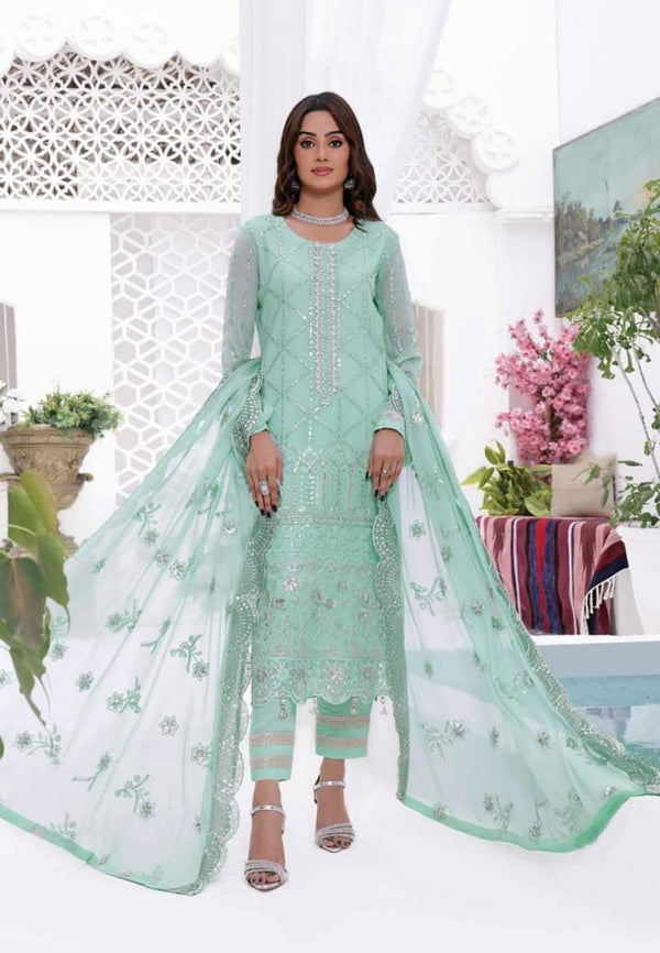 Formal Chiffon Unstitched | JM-1208 Ice green