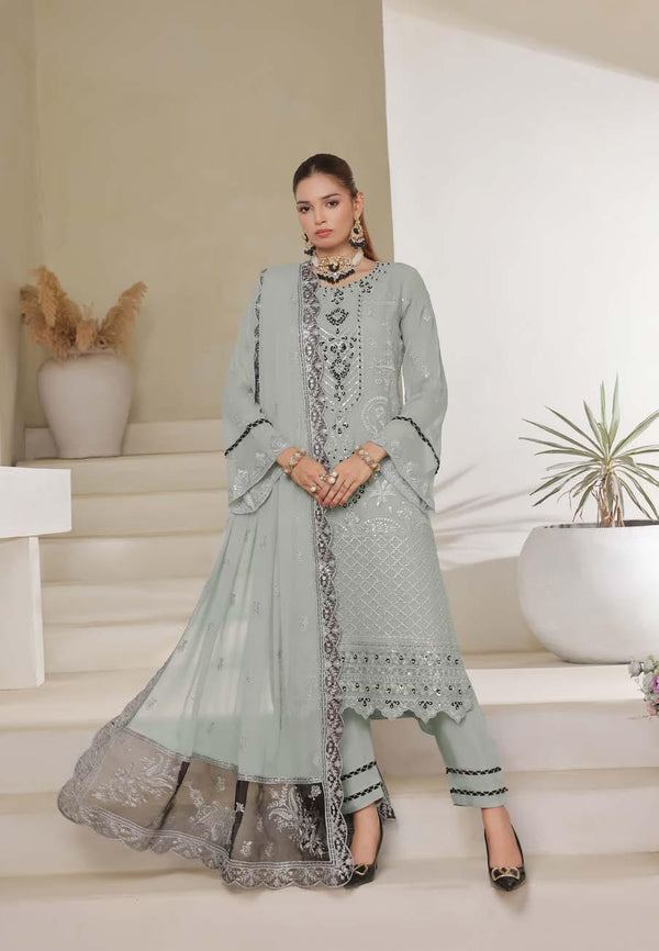 PHN-4005 Luxury Chiffon Embroidered - Unstitched Ash Grey