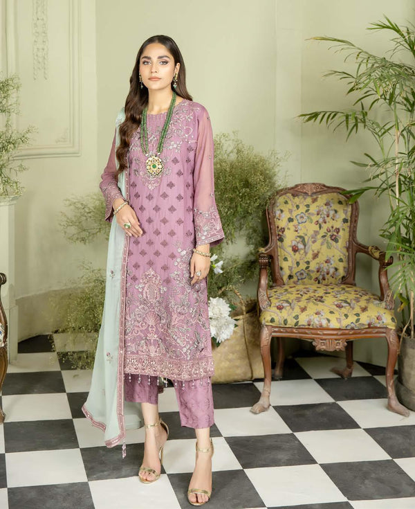 Bareea Chiffon | Unstitched Embroidered BRN-Pink