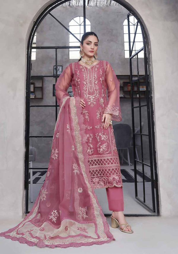 SMR-2005 Luxury Organza Embroidered - Unstitched Pink