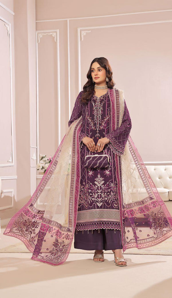 Lavish Chiffon Embroidered Unstitched | ANC-D02 (Complementary Hand purse)