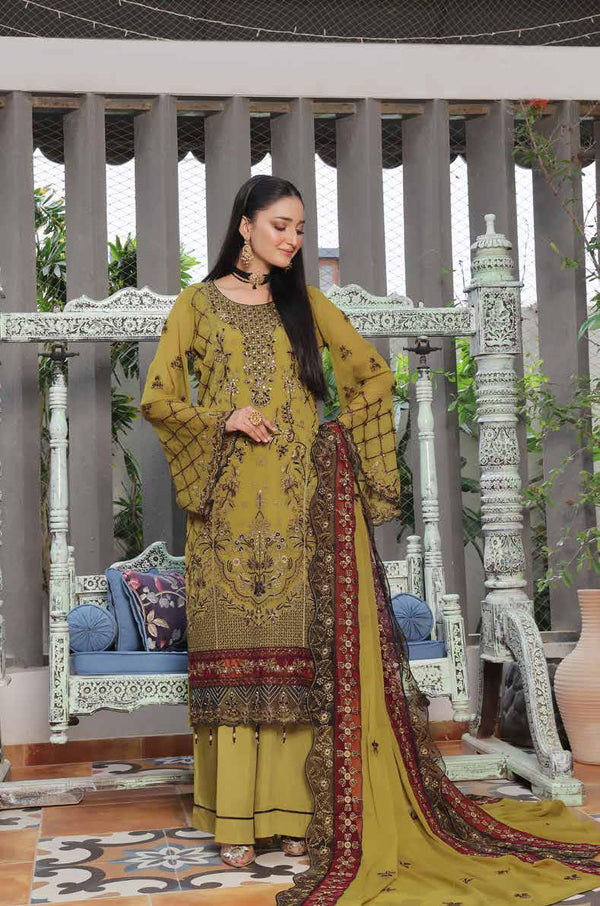 Luxury Chiffon Unstitched | Maliha - 03