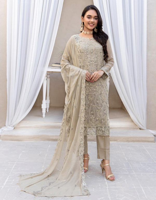 Luxury Chiffon Embroidered Unstitched - Ice Green