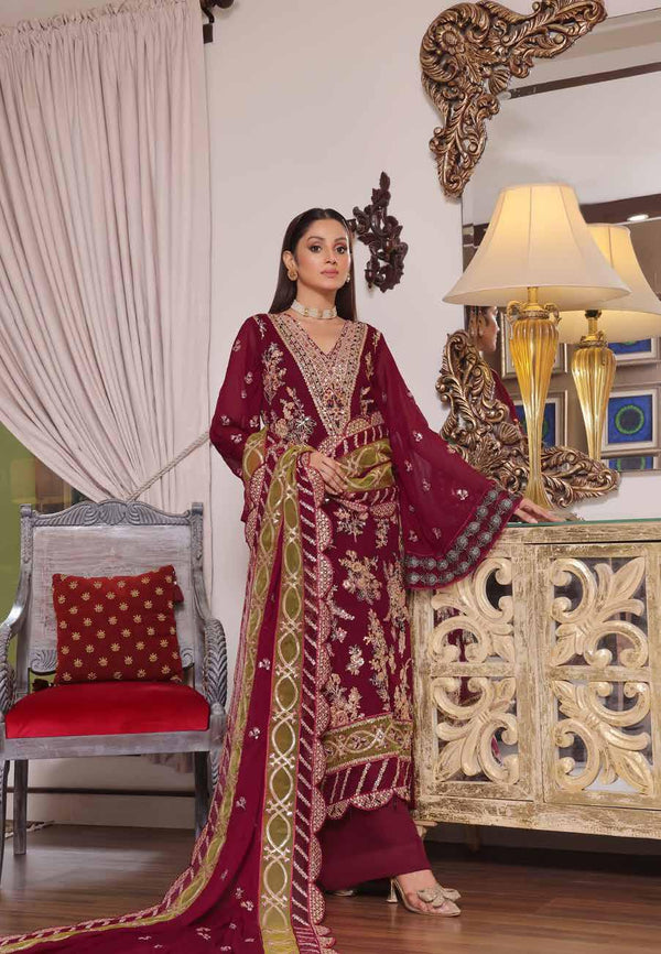 Luxury Chiffon Unstitched | Maliha - 04