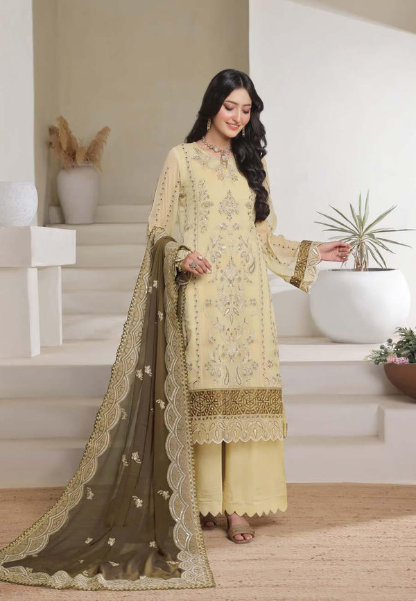 PHN-4008 Luxury Chiffon Embroidered - Unstitched Hazel Sand