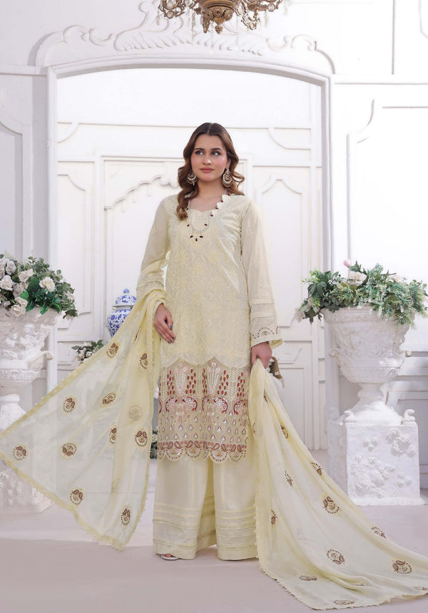 SM-505 Embroidered Lawn - Unstitched Lemon