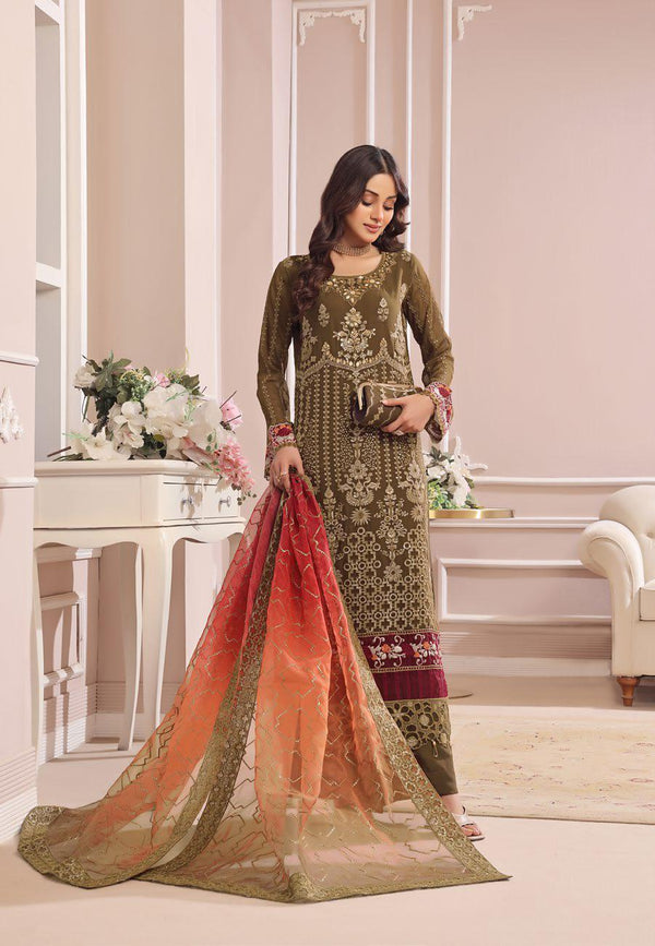 Lavish Chiffon Embroidered Unstitched | ANC-D05 (Complementary Hand purse)